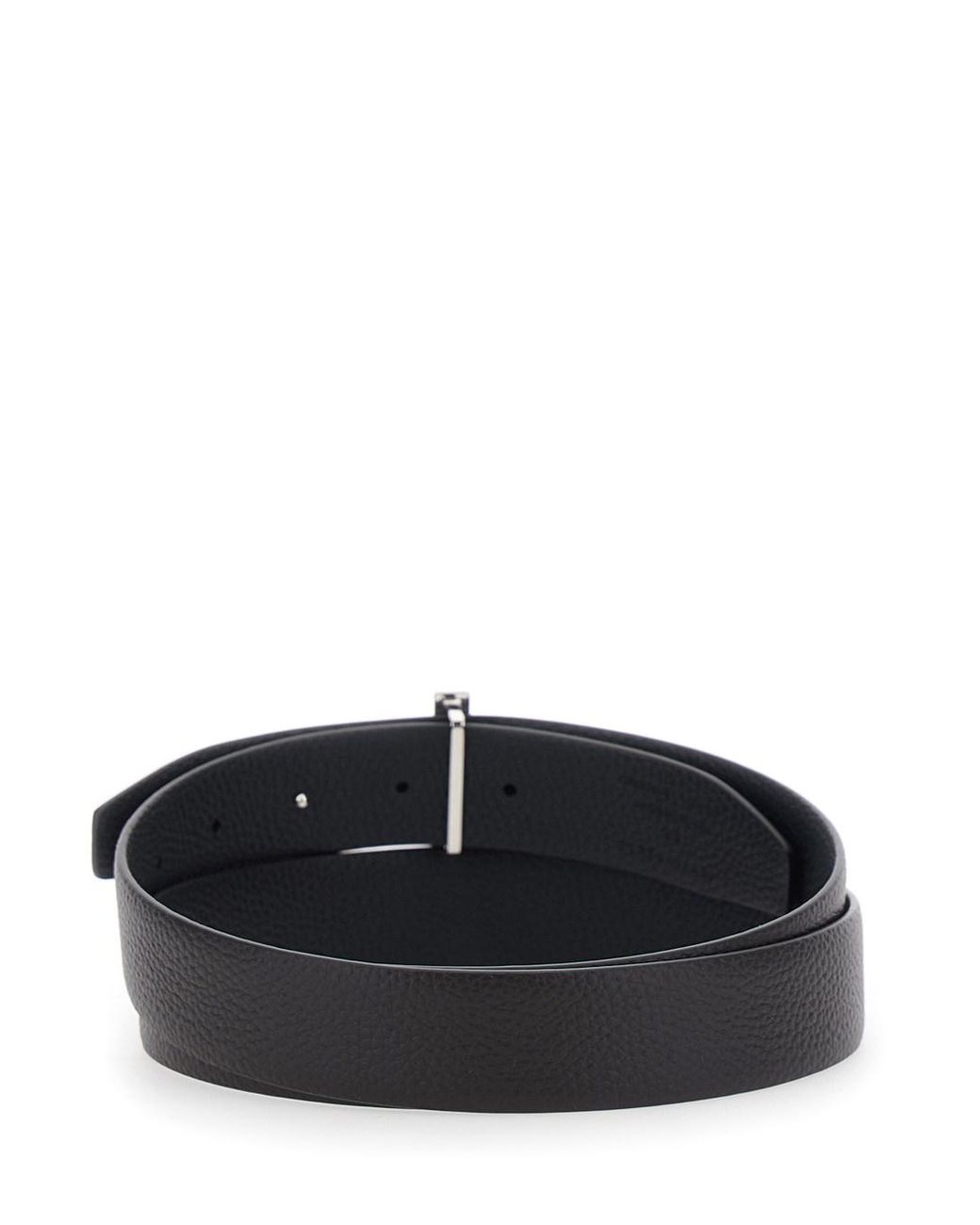 Tom Ford Black Leather Belt With T Buckle for men