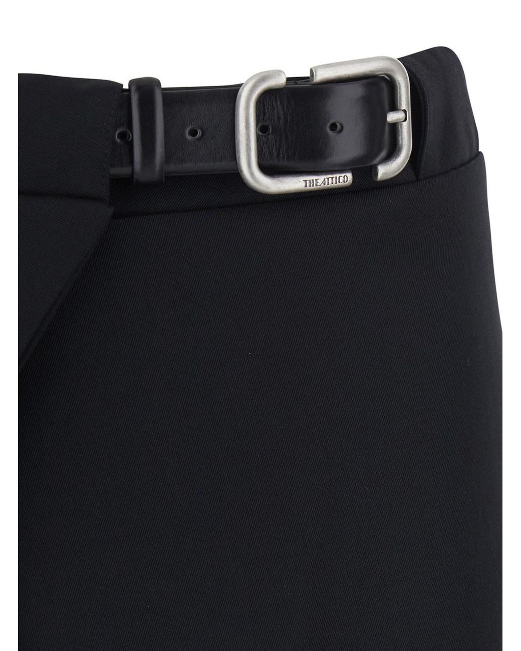 The Attico Black Skirt With Waist Belt — Wool