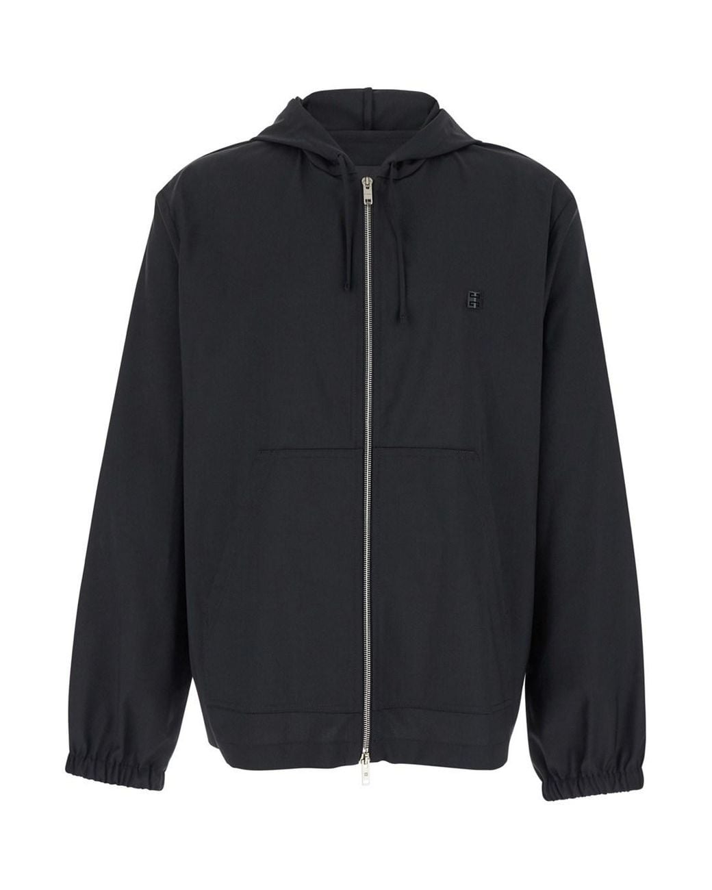Givenchy Blue Zip-Up Hoodie With Logo Detail Virgin Wool Coat for men