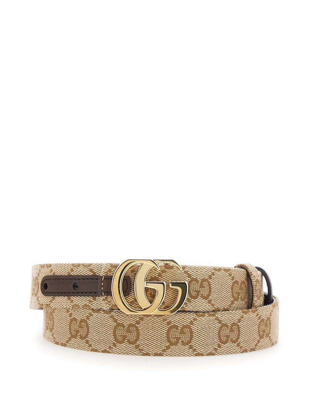 Gucci Natural Reversible Gg Buckle Canvas And Leather Belt