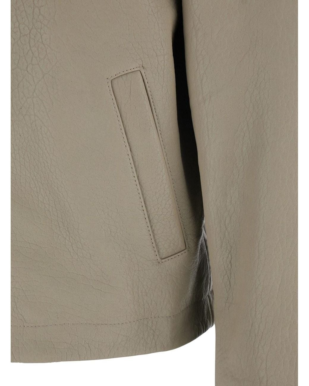 sunflower Natural Leather Crop Jacket With Classic Collar And Dropped Sh for men