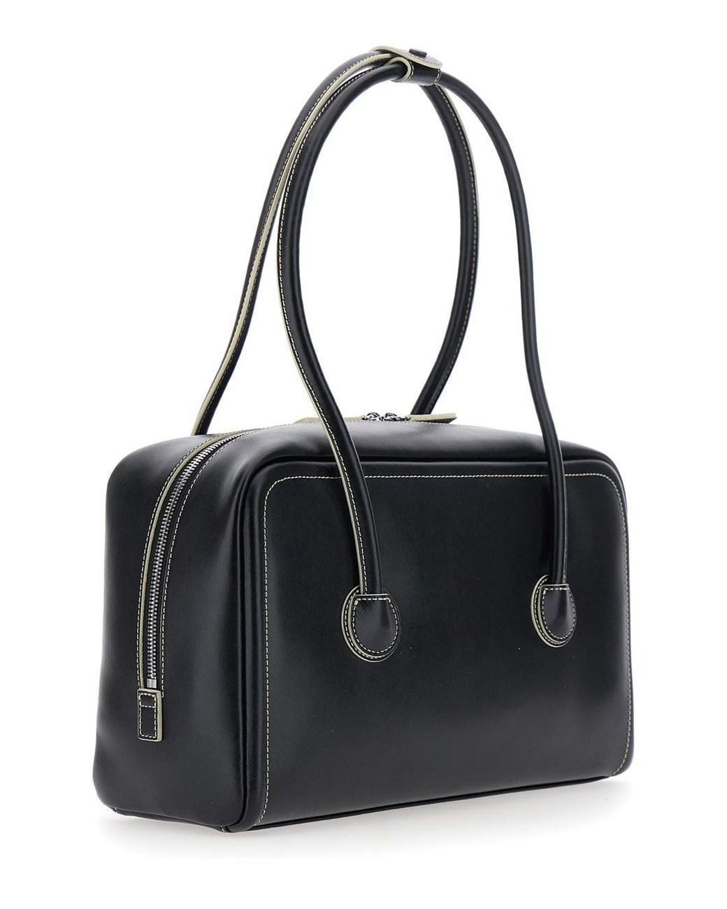 MARGE SHERWOOD Black 'Soft Boston' Small Shoulder Bag With Two Top Hand