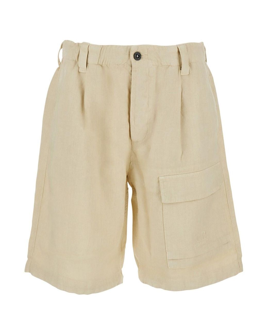 C P Company Natural Bermuda With Elasticated Waist And One Front Pocket for men