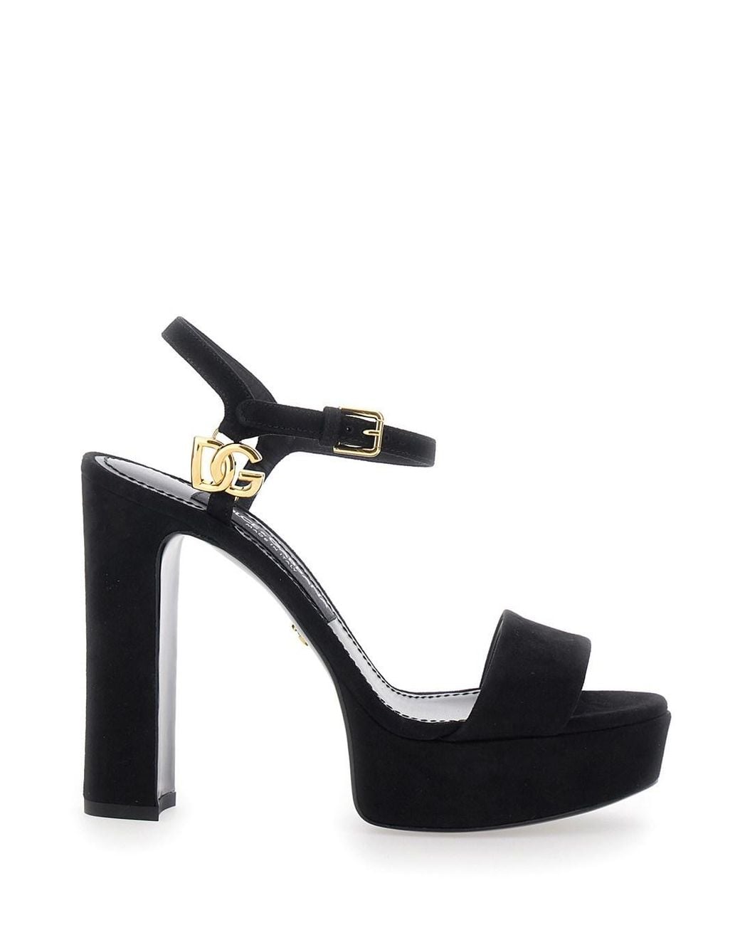 Dolce & Gabbana Black Dolce & Gabbana High Heel Sandals With Logo Plate On The Front
