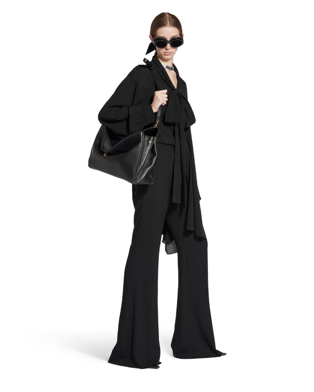 Balenciaga Black Flared Viscose Trousers