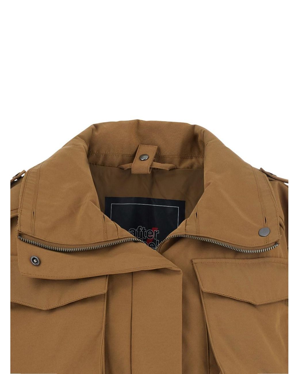 AFTER LABEL Brown Ushuaia Short Parka With Collar, Long Sleeves And Front Cl