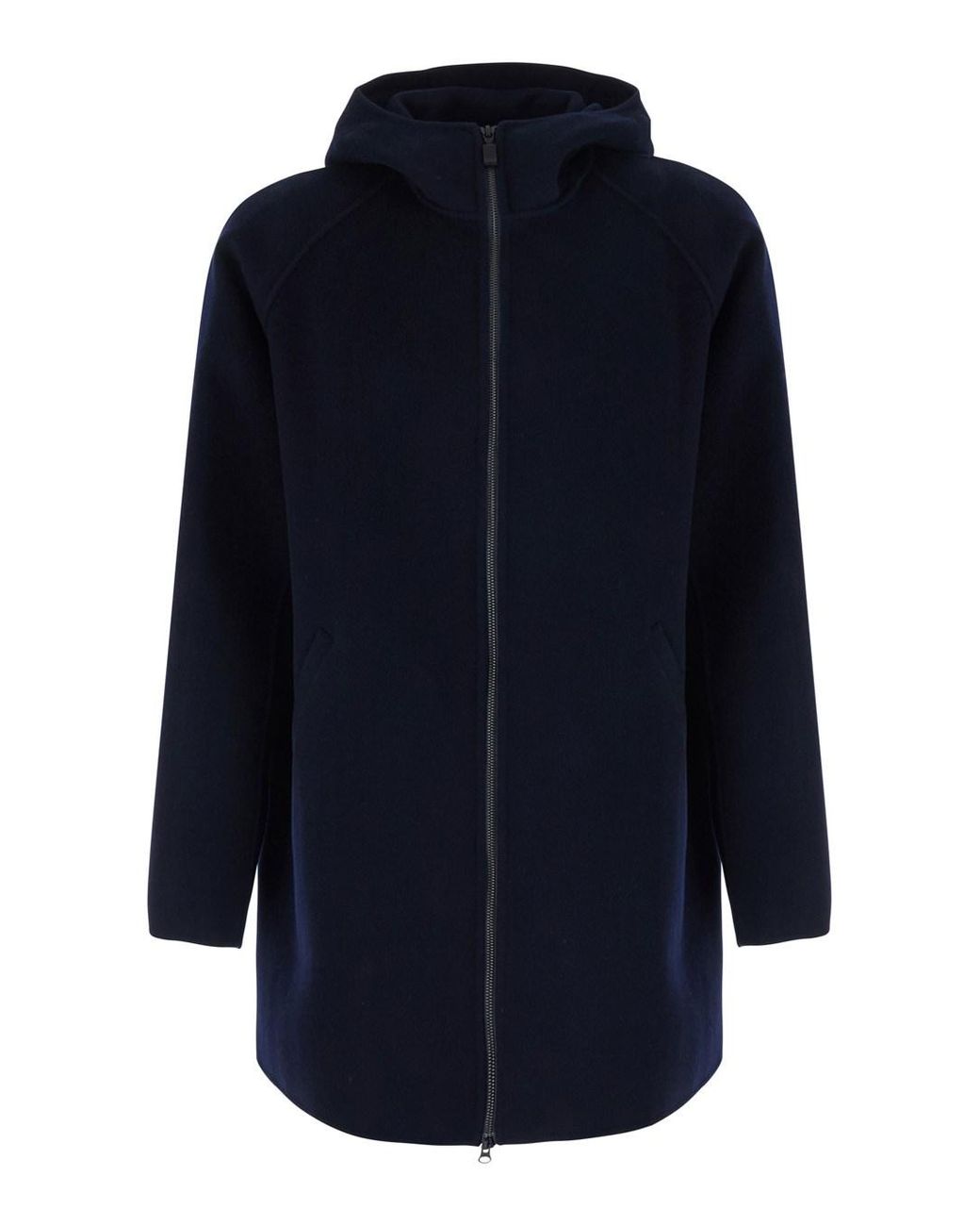 Aspesi Blue Wool Jacket With Fixed Hood And Front Zip Closure for men
