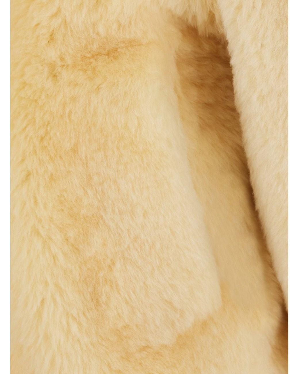 Bottega Veneta Natural Teddy Shearling Blouson Jacket With Leather Details