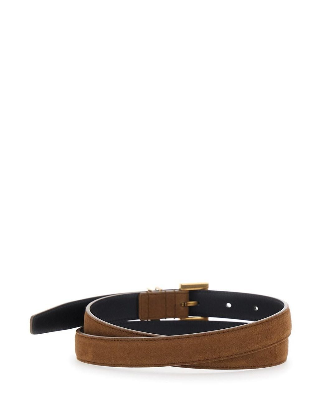 Saint Laurent Brown Suede Cassandre Belt