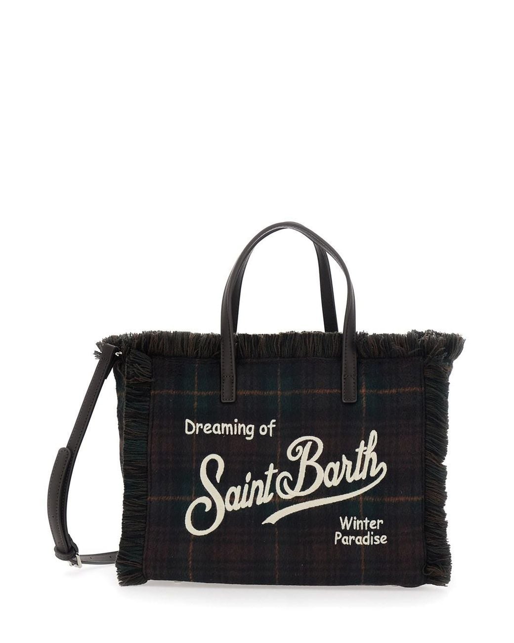 Mc2 Saint Barth Black Shoulder Bag Colette Wool N With Tartan And Poly