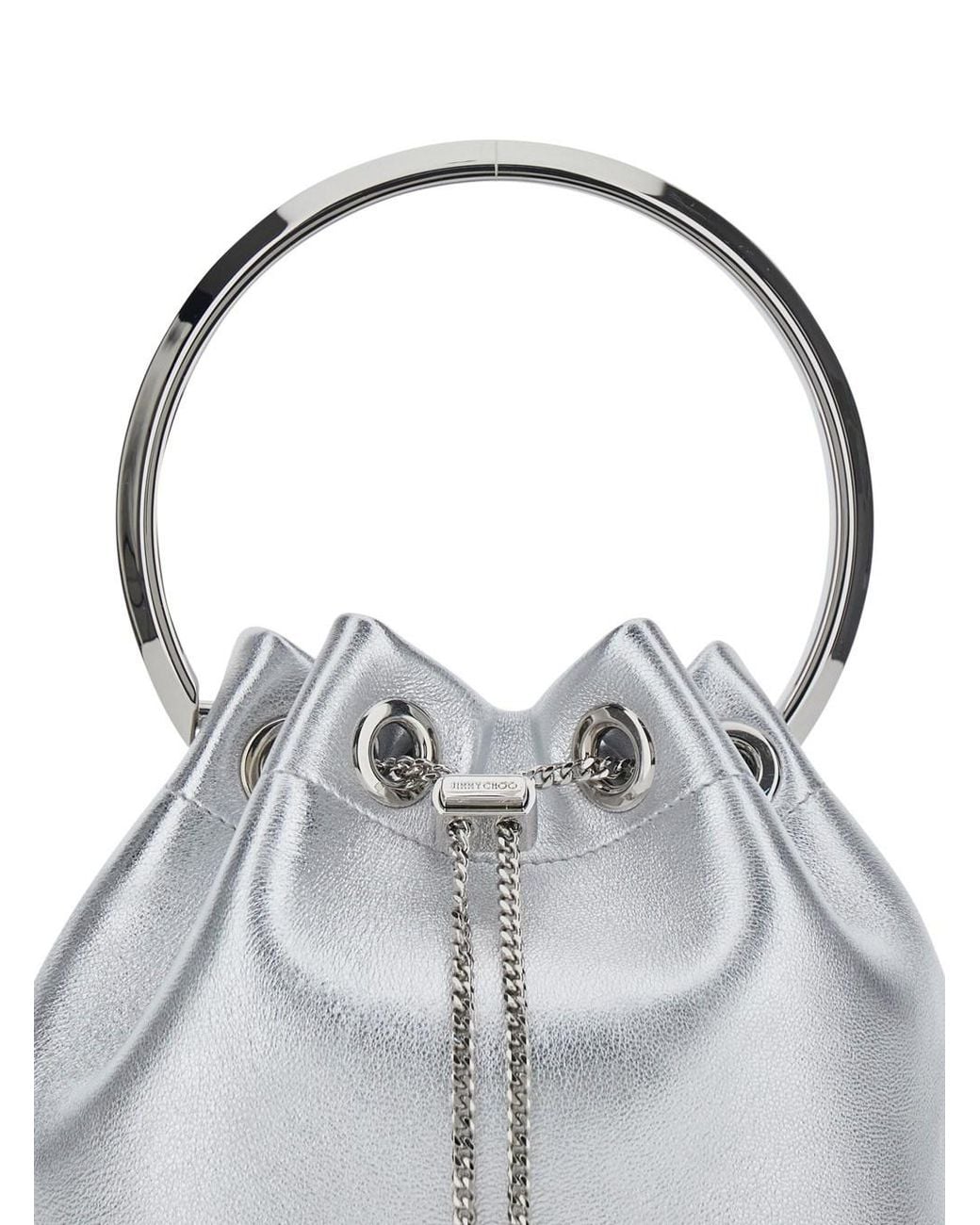 Jimmy Choo Gray 'Bon Bon' Colored Mini Bag With Drawstring Closure I