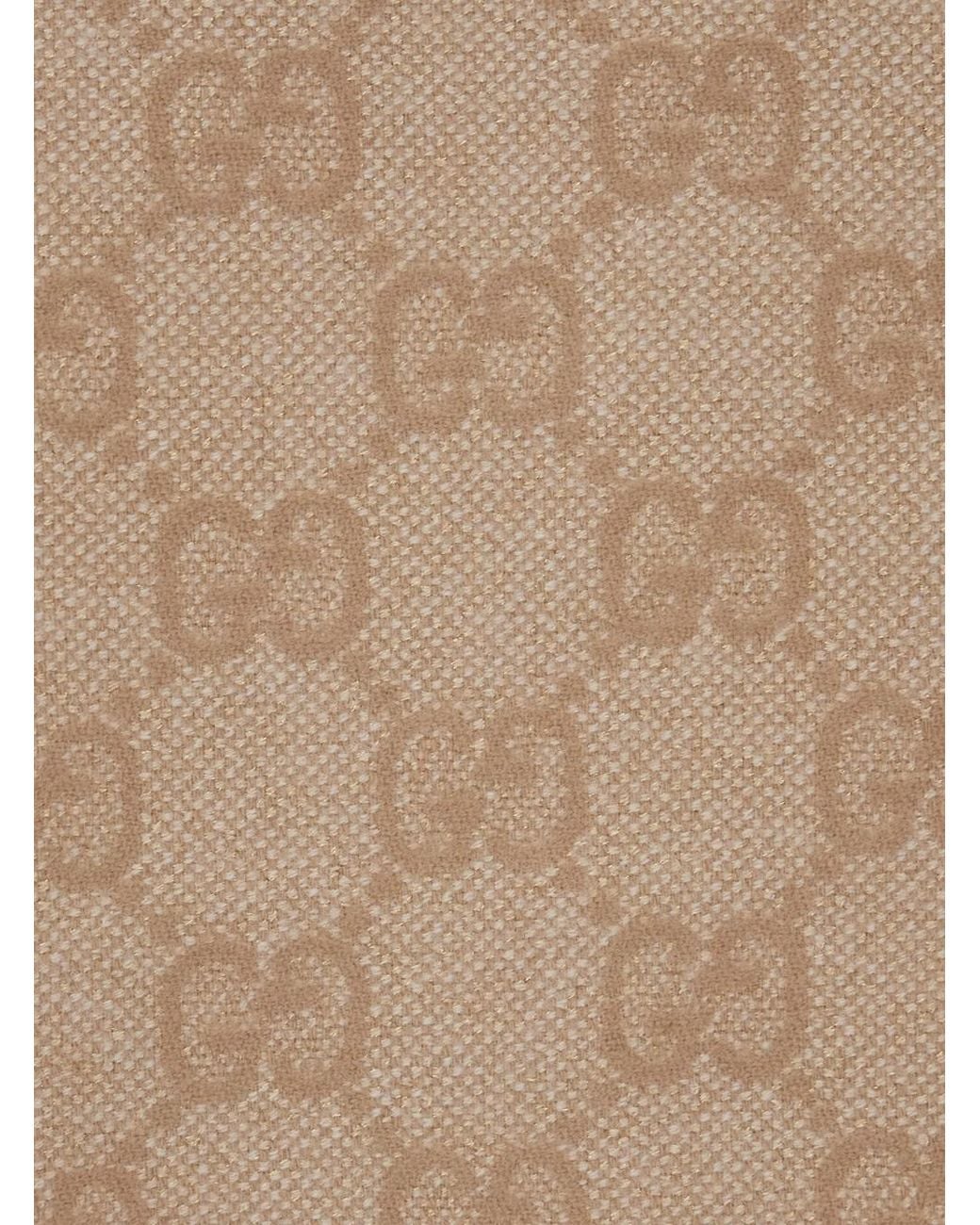 Gucci Natural Scarf With Fringed Hem And Gg All-Over Motif