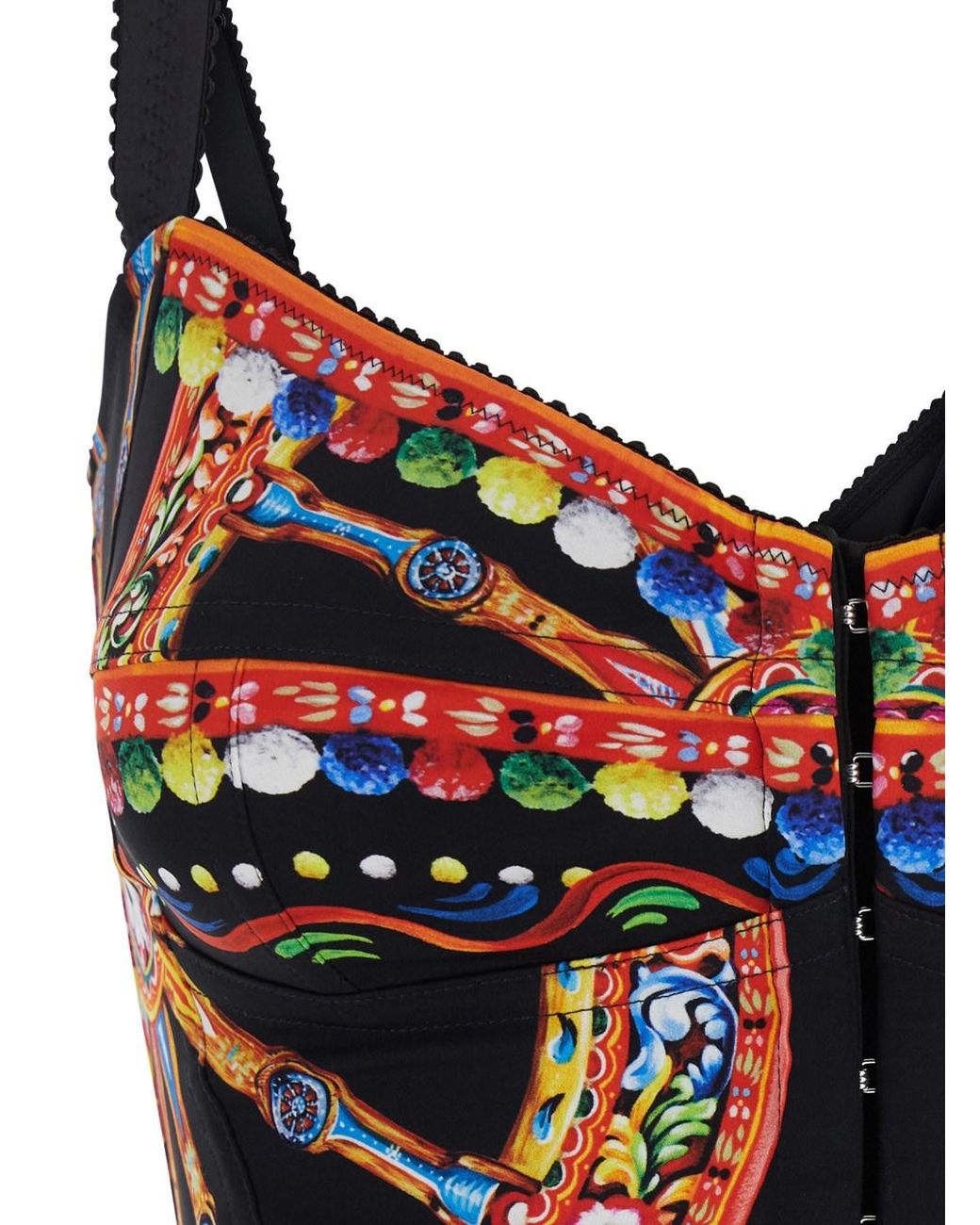 Dolce & Gabbana Black Mini Dress Carretto Print Cotton Blend