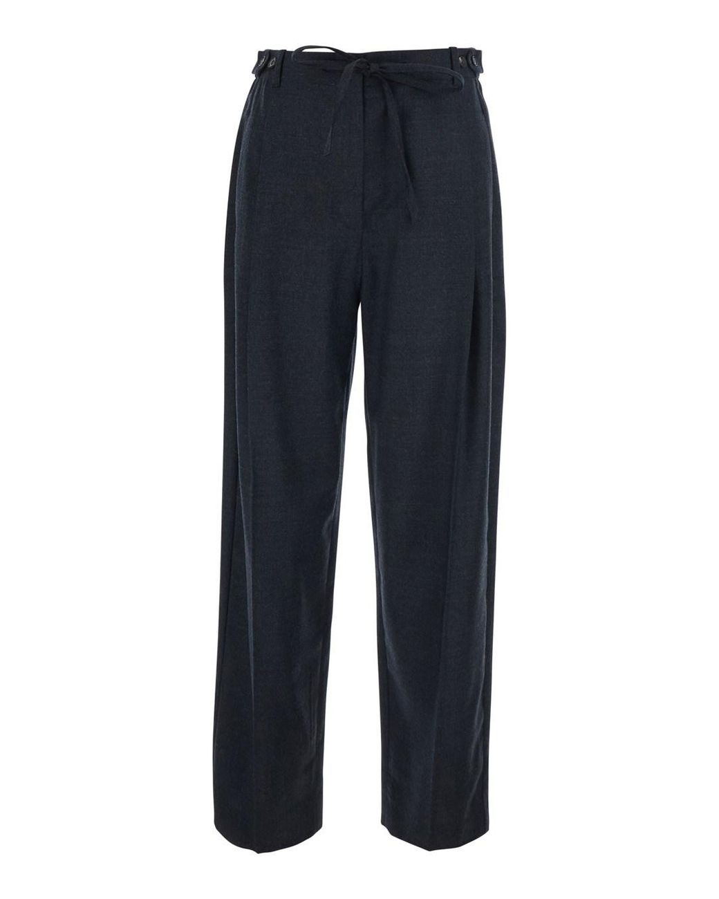 Tela Blue 'Fox' Pants With Front Drawstring And Button Closure On The