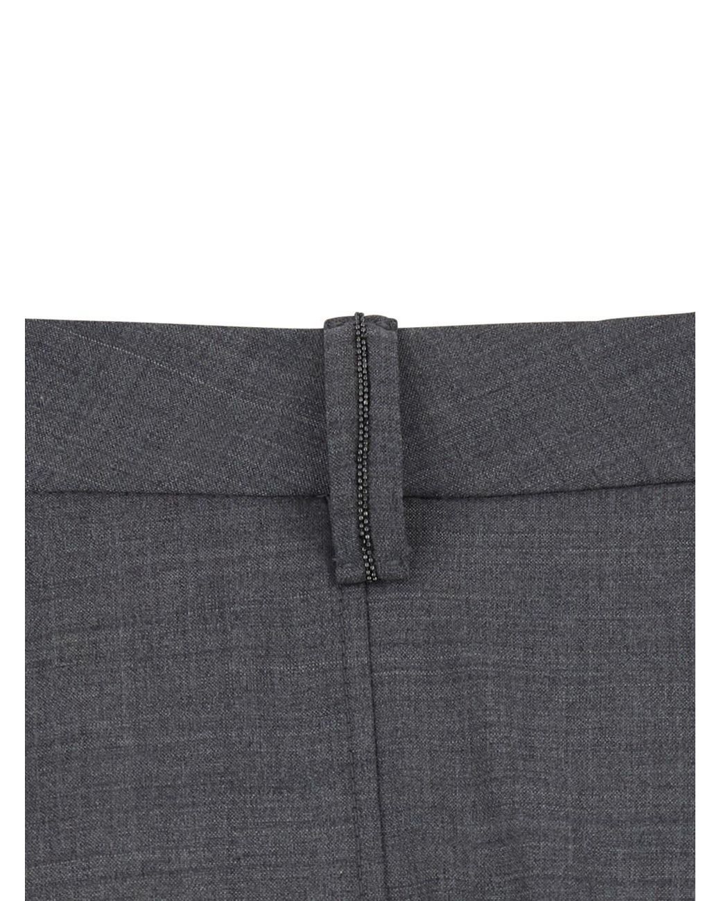 Brunello Cucinelli Gray Midi Skirt Wool Blend Virgin
