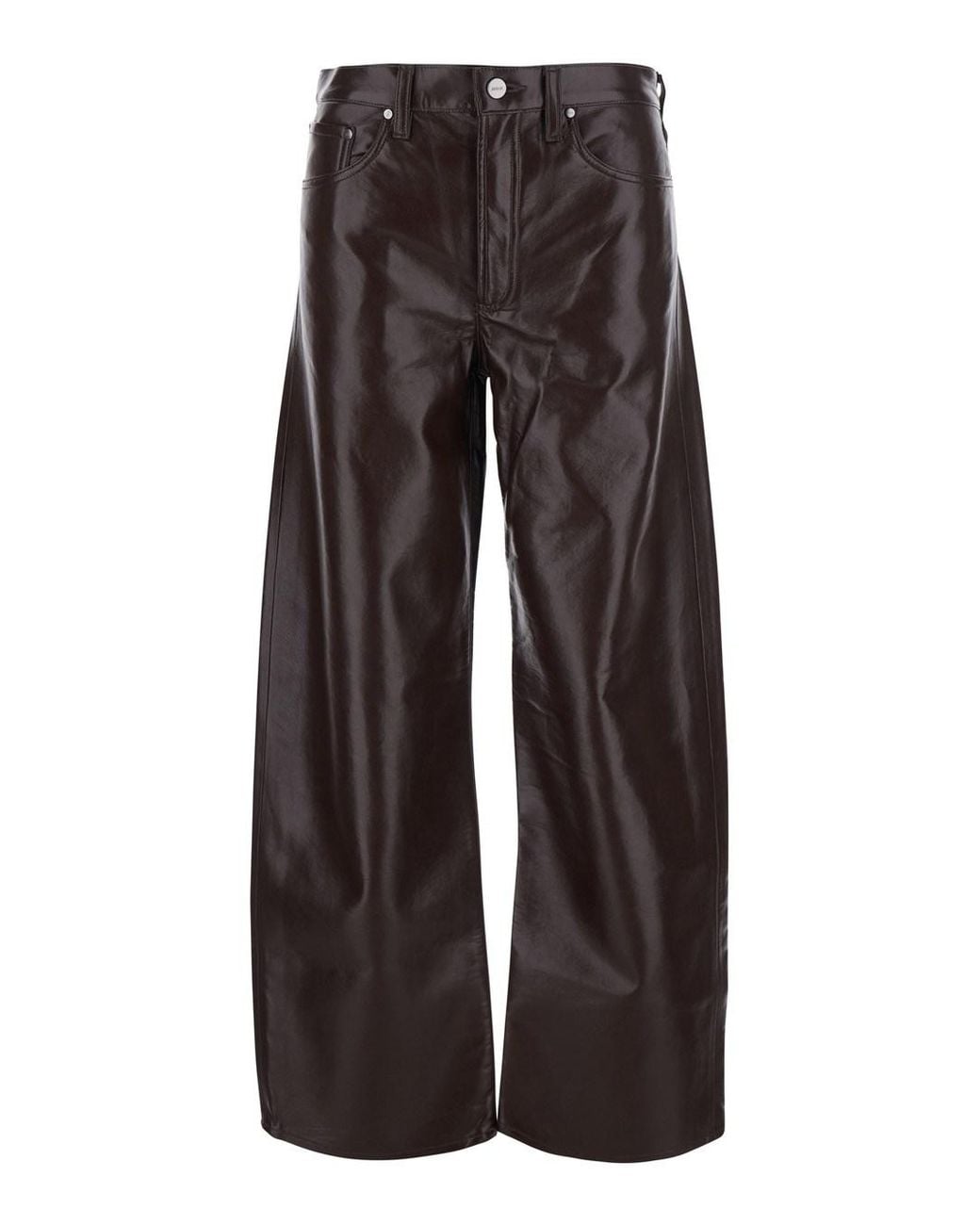 Agolde Brown Agolde Ecoleather Five-Pocket Trousers
