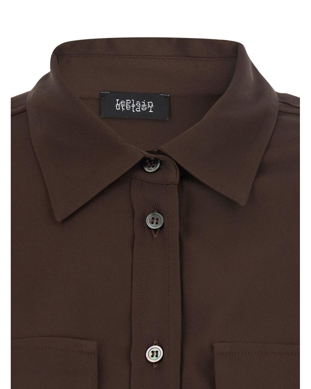 Le Plain Brown Shirt With Applied Pockets On The Front