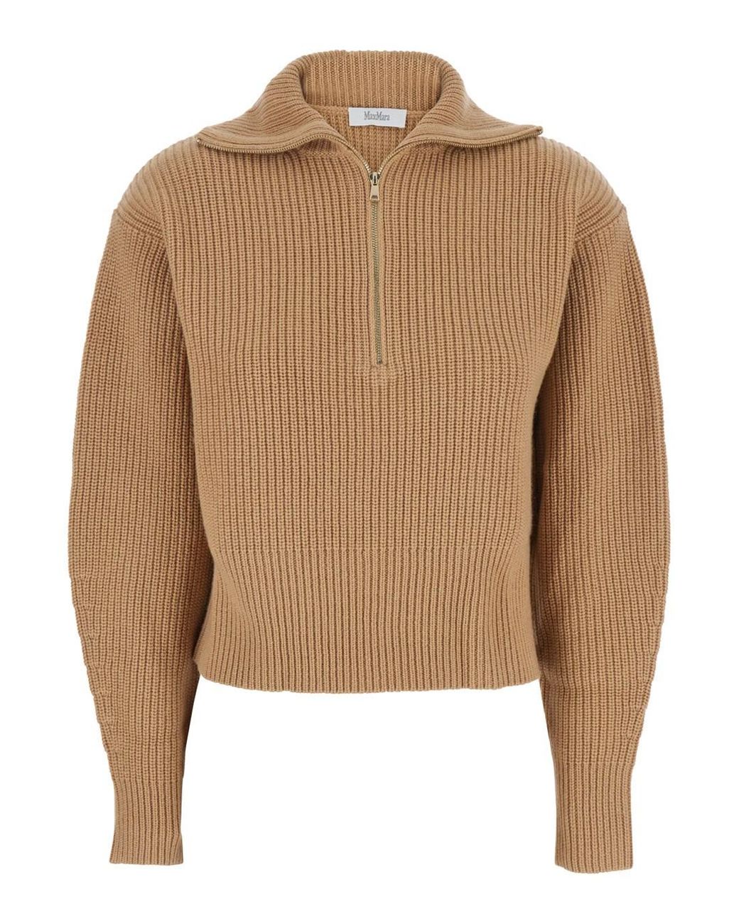 Max Mara Natural Wool And Cashmere Blend Turtleneck Sweater Tops