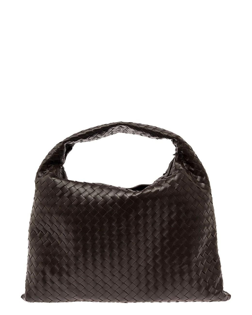 Bottega Veneta Black 'Hop Large' Shoulder Bag With Intreccio Motif