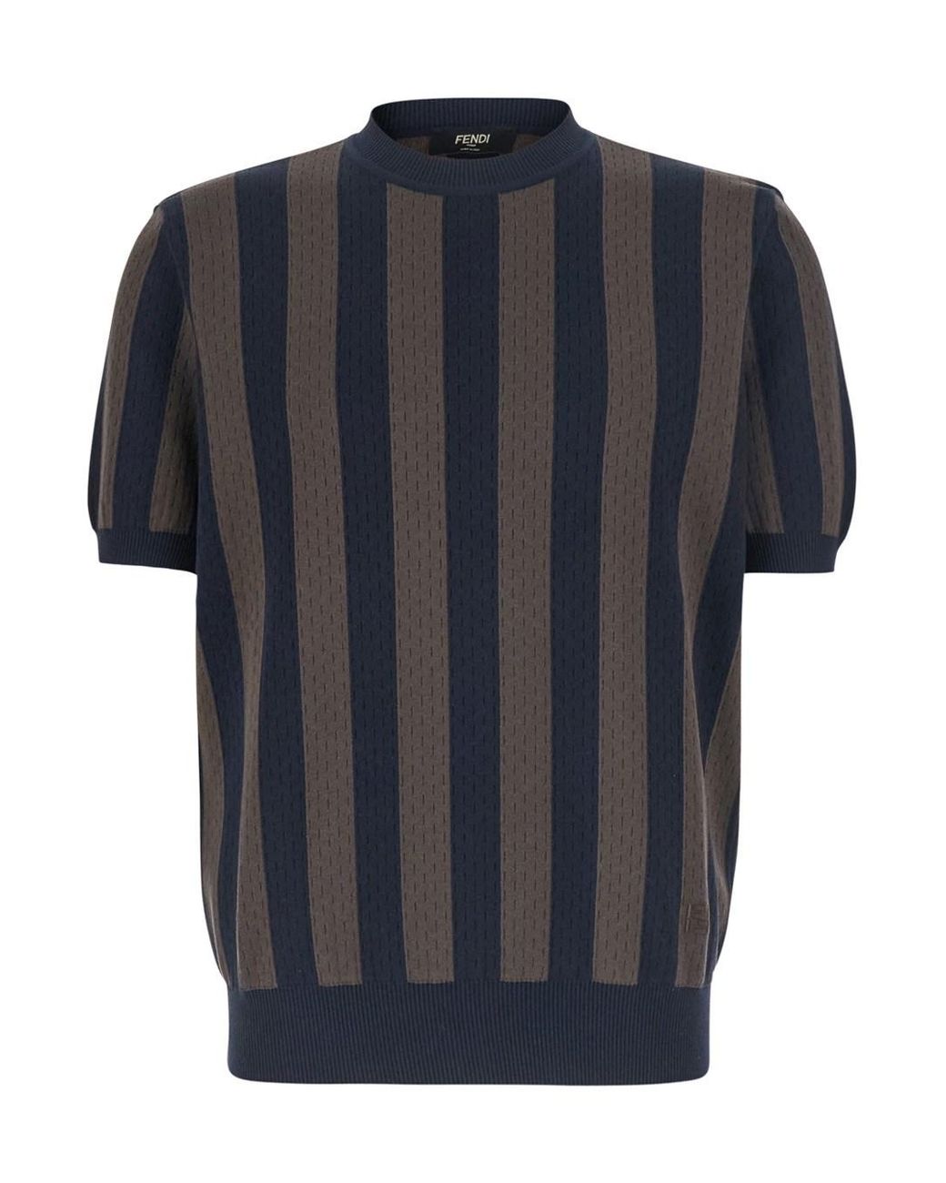 T-Shirt Girocollo Con Motivo A Righe All-Over di Fendi in Blue da Uomo