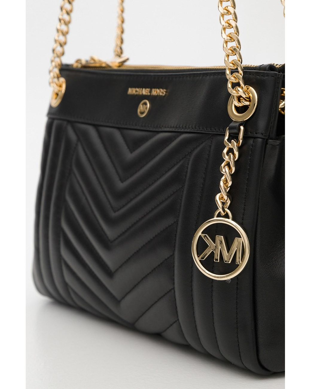 MICHAEL Michael Kors Susan Small Quilted Leather Shoulder Bag in Black |  Lyst