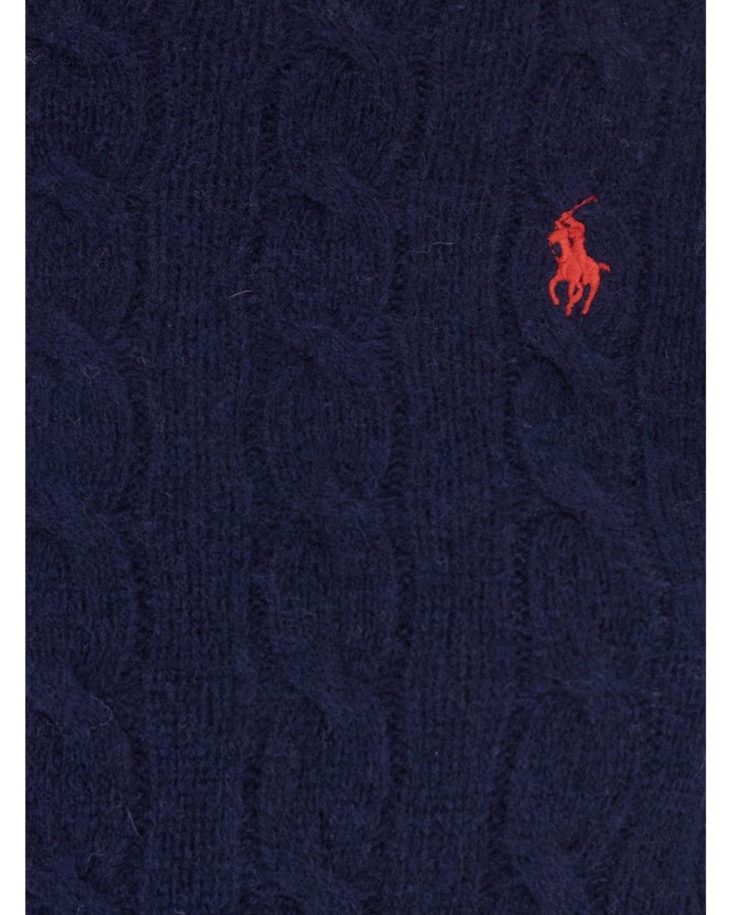 Polo Ralph Lauren Blue 'Julianna' Sweater With Round Neck And Pony Emb