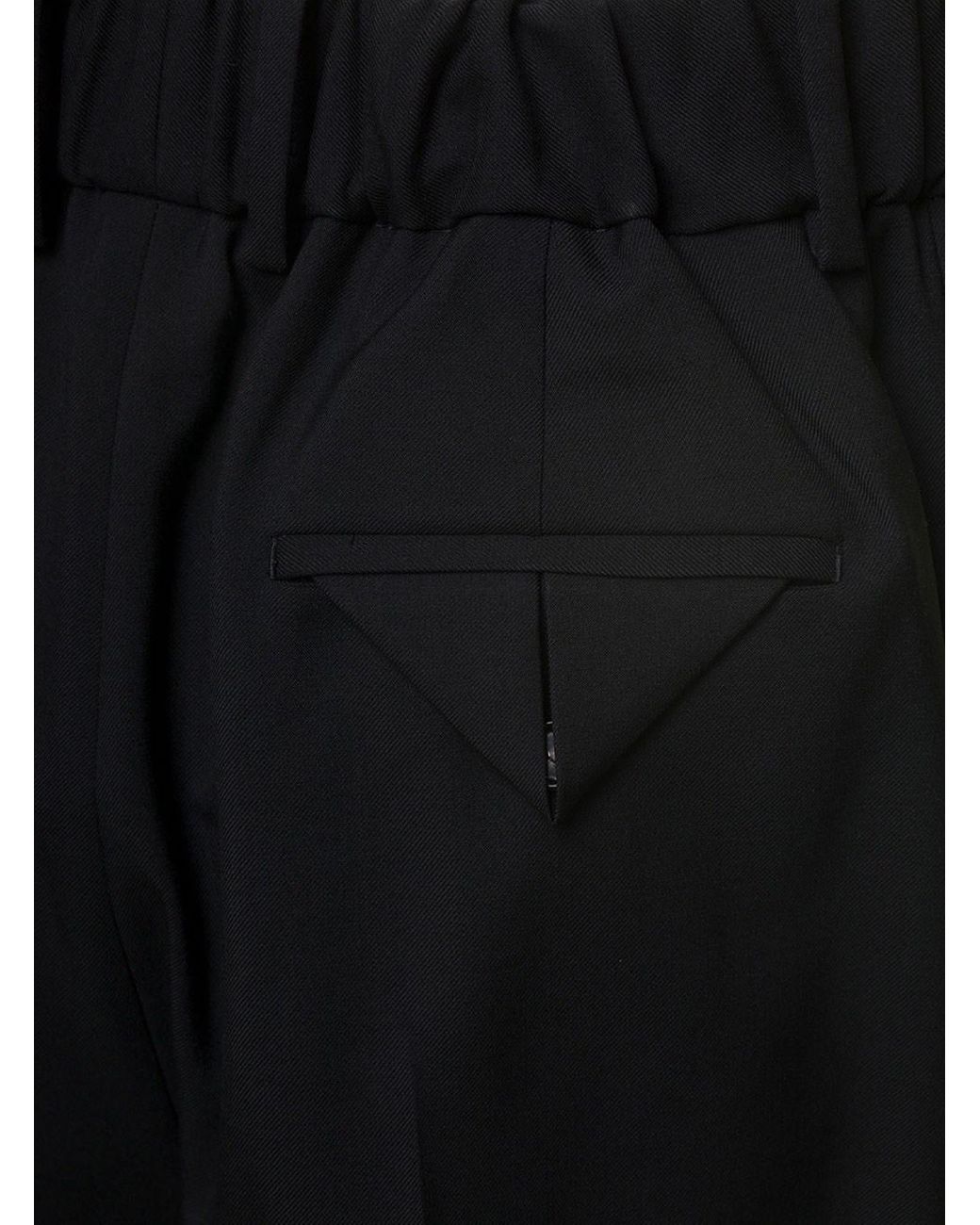 Bottega Veneta Black Straight Trousers With Coulisse At Waistline In Wool Twill