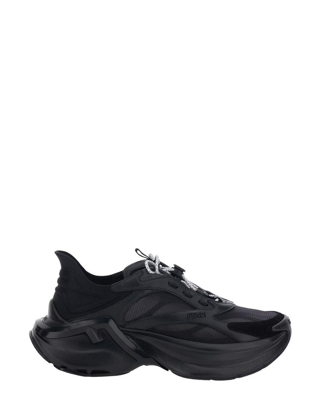 Fendi Black 'F-Light' Low Top Sneakers With Ff Motif On The Side And Chunky Sole
