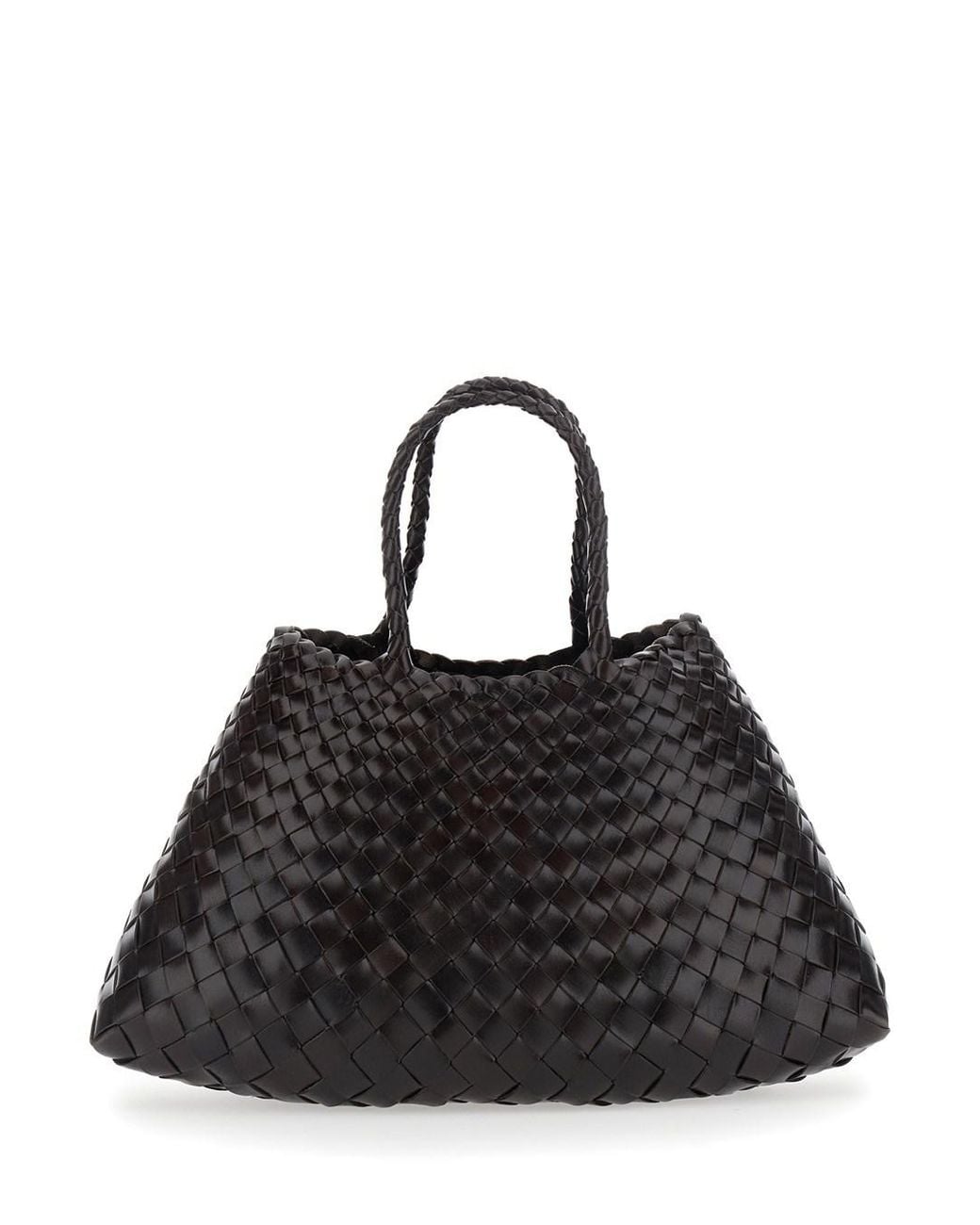 Dragon Diffusion Black 'Santa Croce' Small Handbag With Woven Design I
