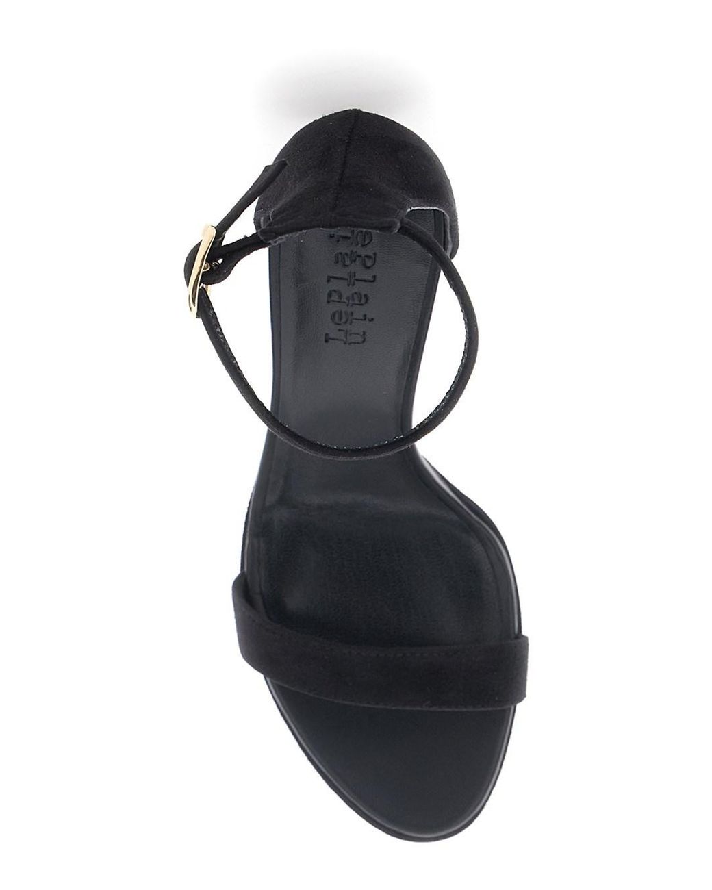 Le Plain Black Sandals With High Heel And Adjustable Ankle Strap