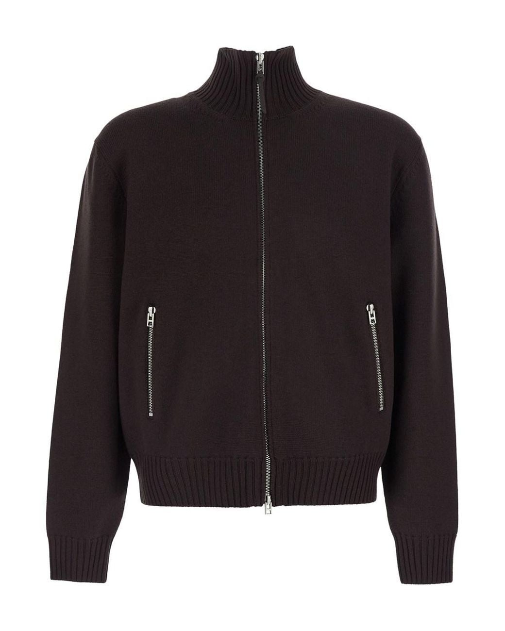 Tom Ford Black Sweater With High Collar And Ribbed Design for men