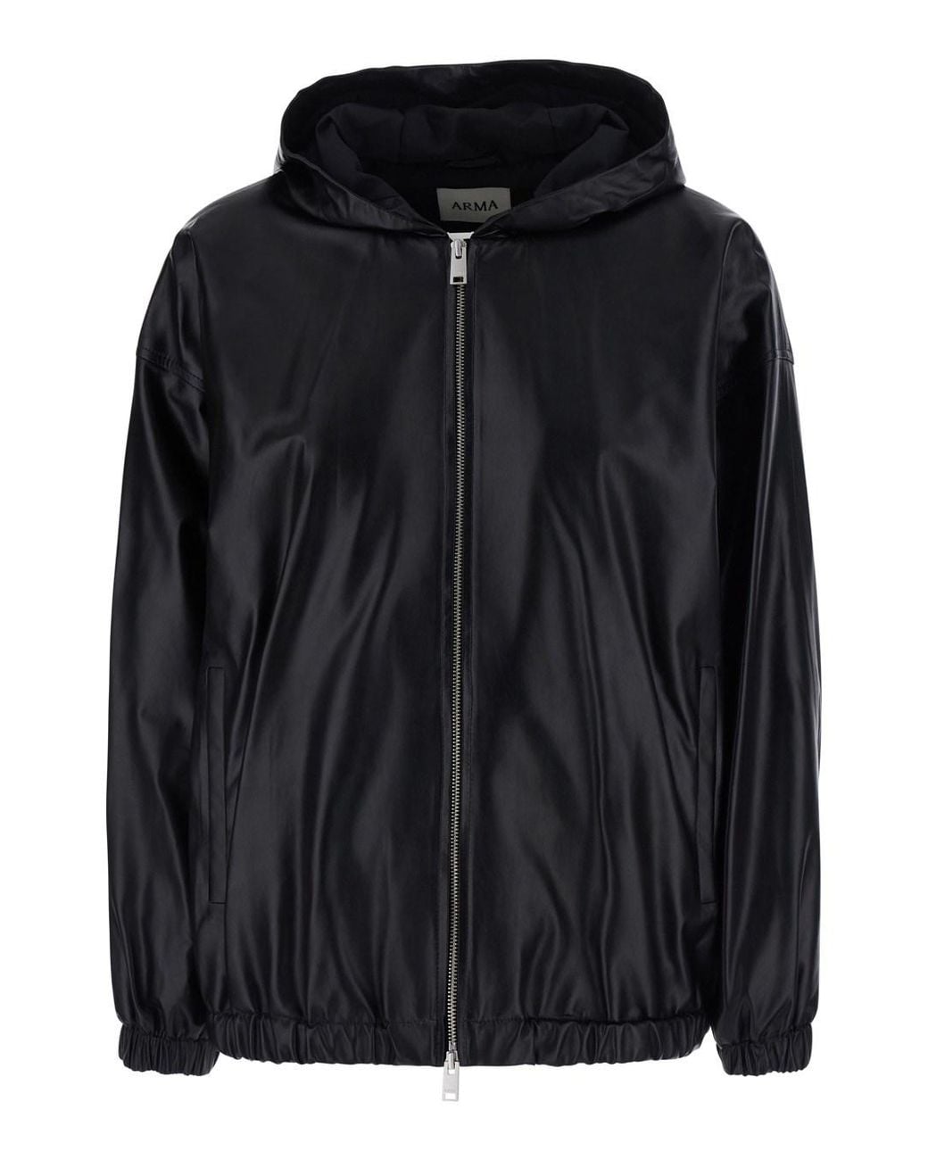 Arma Black 'Giusy' Jacket With Front Zip Closure And Side Pockets In