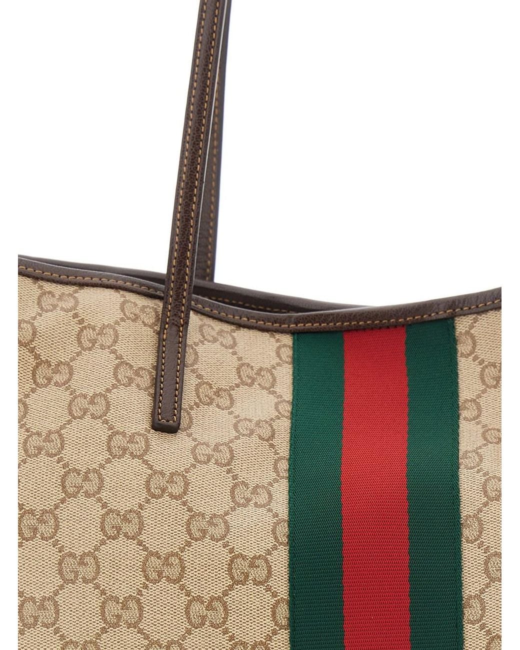 Gucci Natural 'Essence' Tote Bag With Maxi Web Stripe And Automatic Butt