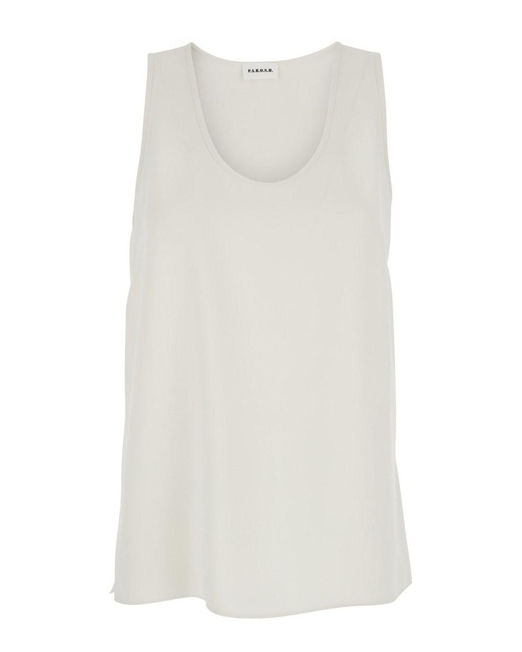 P.A.R.O.S.H. White Sleeveless Top With Round Neck