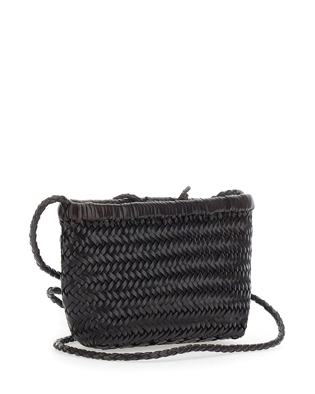 Dragon Diffusion Black 'Minsu' Crossbody Bag With Strap And Woven Moti