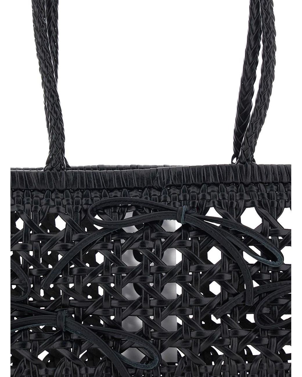 OSOI Black 'Biscuit' Shoulder Bag With Double Round Handles And Braide