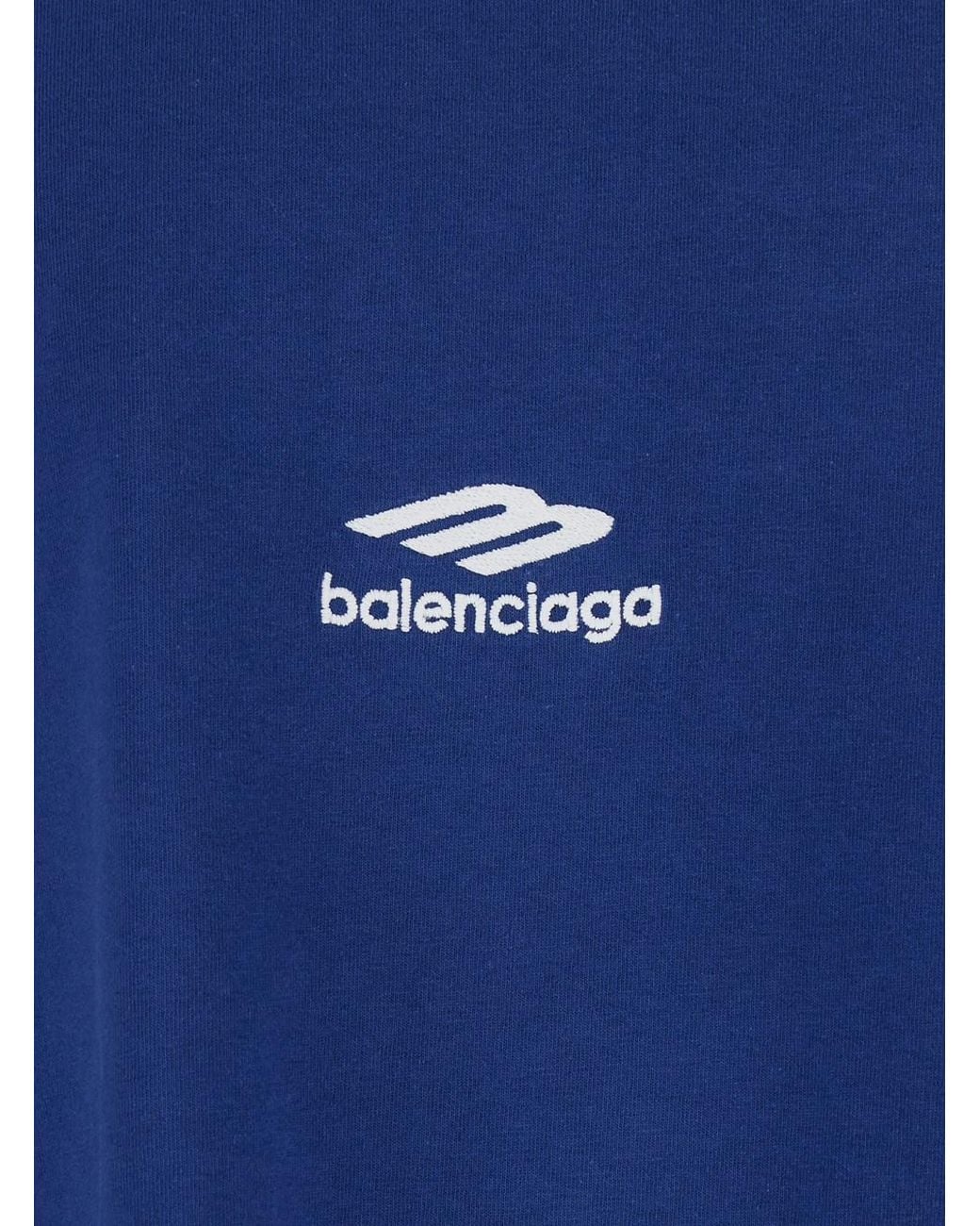 Balenciaga Blue T-Shirt Cotton T-Shirts for men