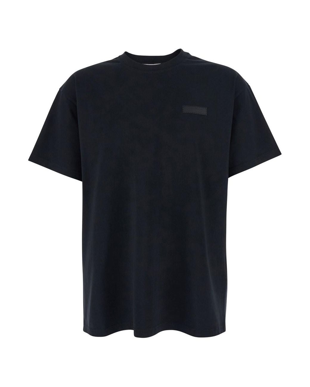 Givenchy Black Crew Neck T-Shirt With Chest Logo Patch for men