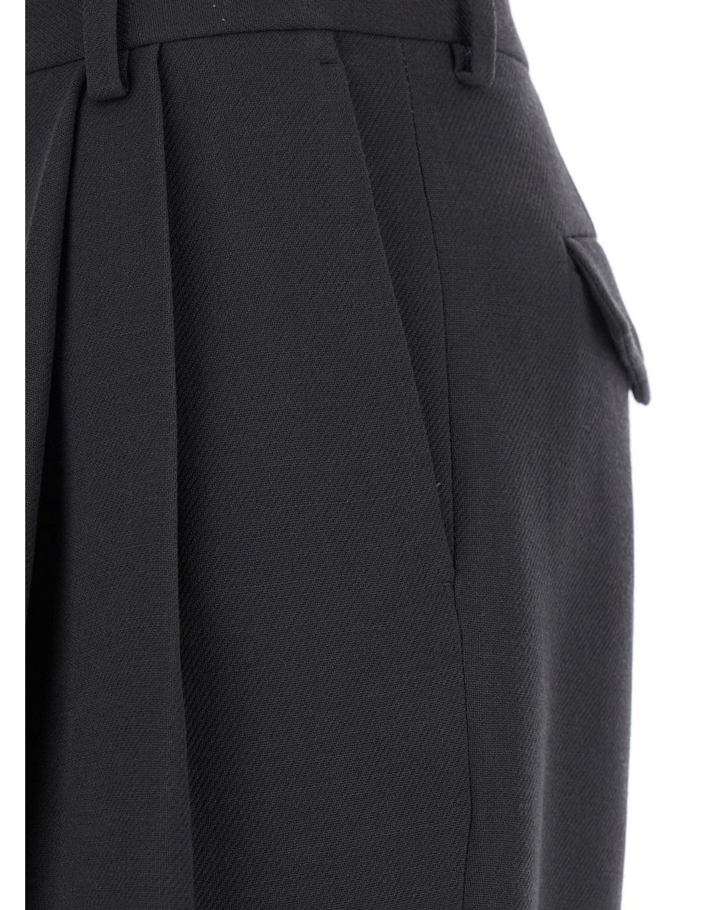 Dries Van Noten Blue Pants With Turn-Up Hem Wool Trousers