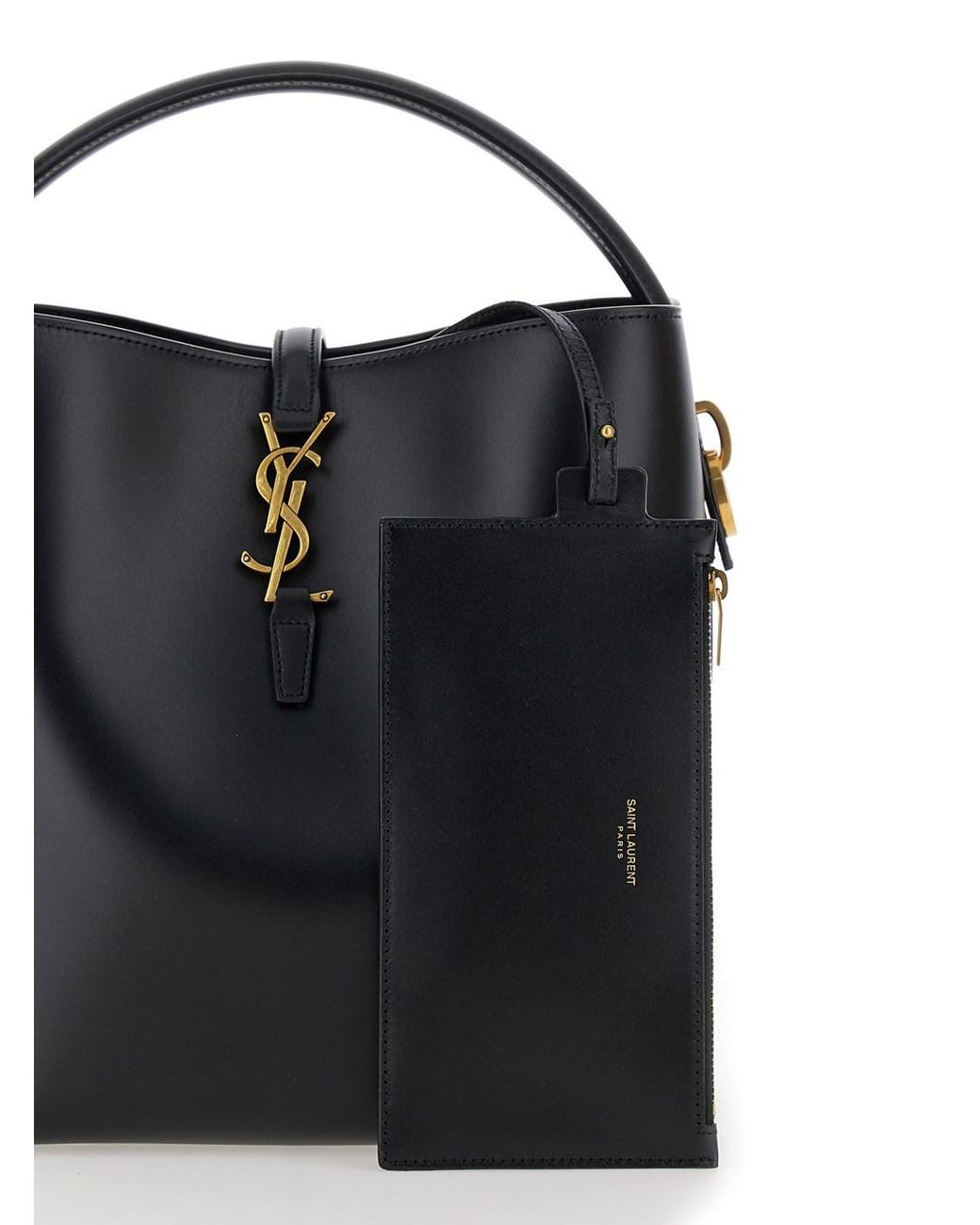 Saint Laurent Black 'Le 37' Bucket Bag With Cassandre Closure