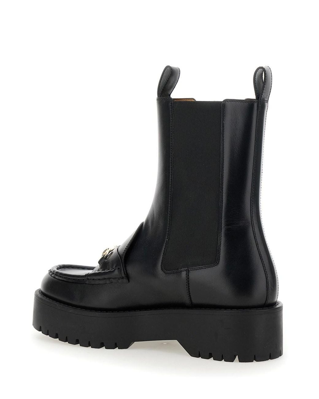 Gucci Black Ankle Boots With Horsebit And Lug Sole