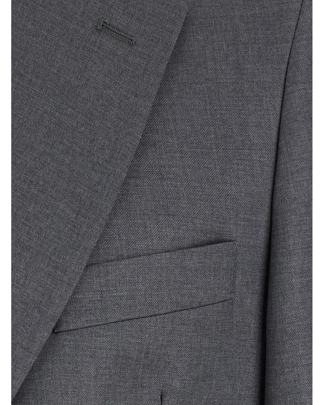 E PO CA Gray Single-Breasted Jacket And Pants Suit With Piping And Pleats I for men