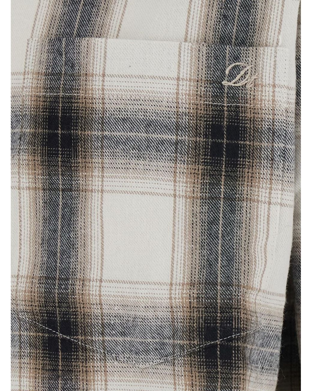 DUNST Gray Check Flannel Shirt With Classic Collar