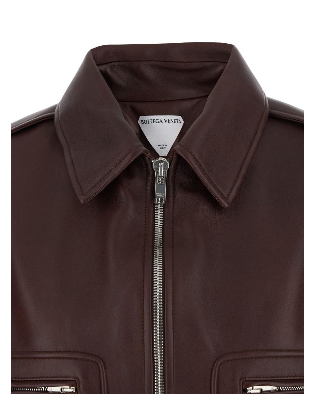 Bottega Veneta Brown Shearling Coat With Removable Fur Collar And Fron