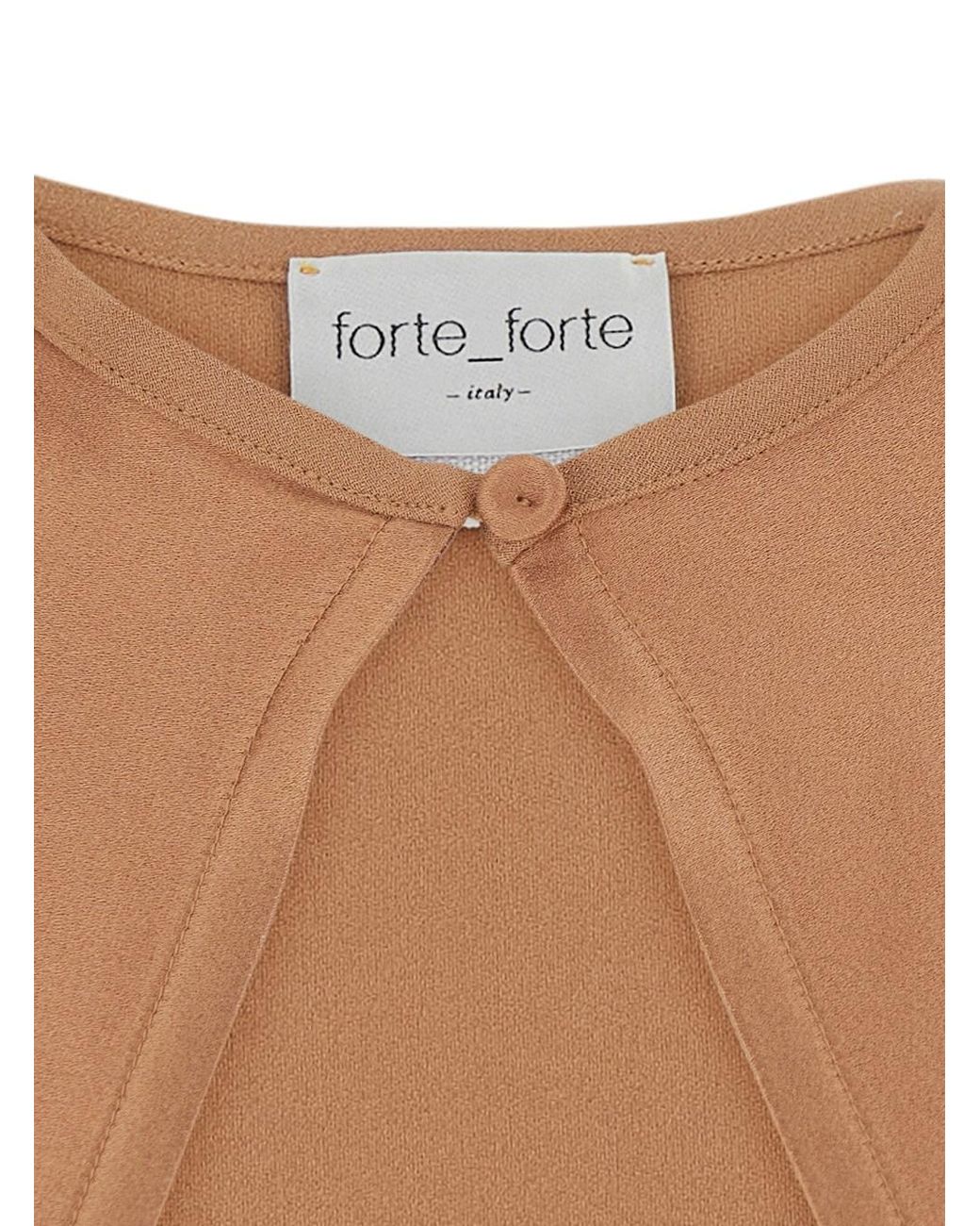 Forte_forte Natural Cape With Round Neckline And Button Closure On The Fr