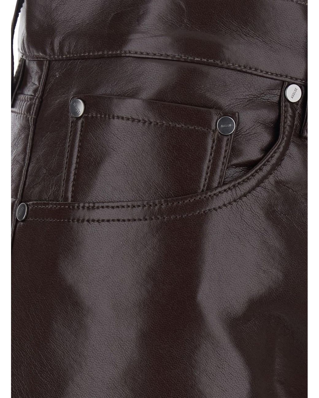 Agolde Brown Agolde Ecoleather Five-Pocket Trousers