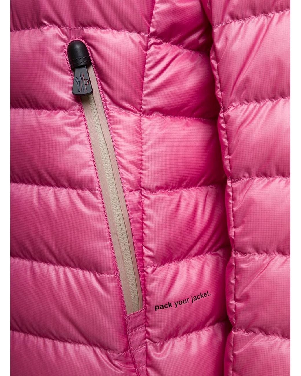 Moncler Pink 'Walibi' Down Jacket With Logo Patch