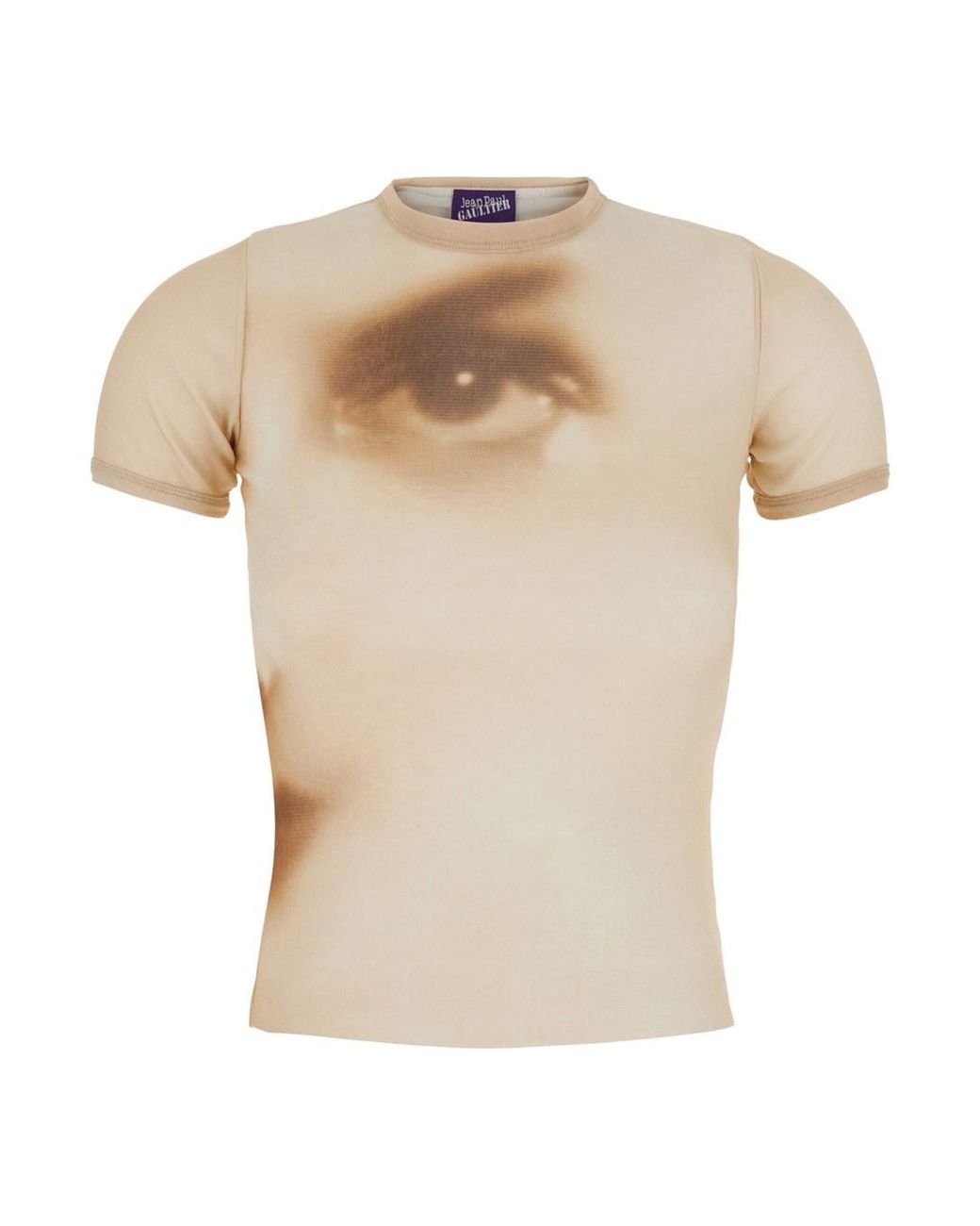 Jean Paul Gaultier White T-Shirt With Face Print Tech Fabric Polyamide/Elastane