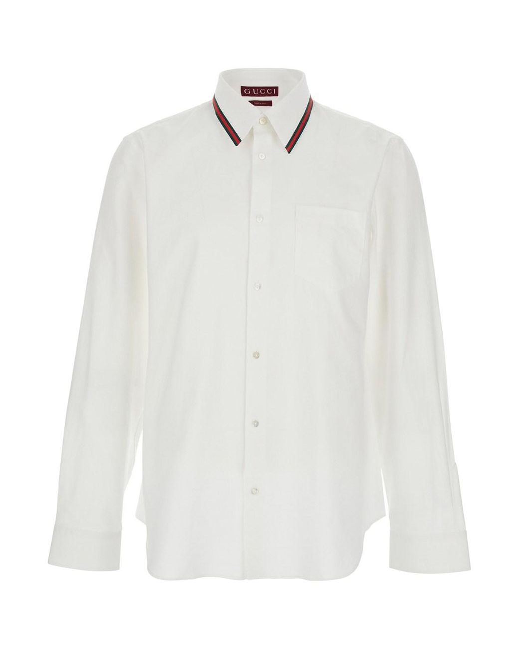 Gucci White Shirt With Web Collar Cotton for men