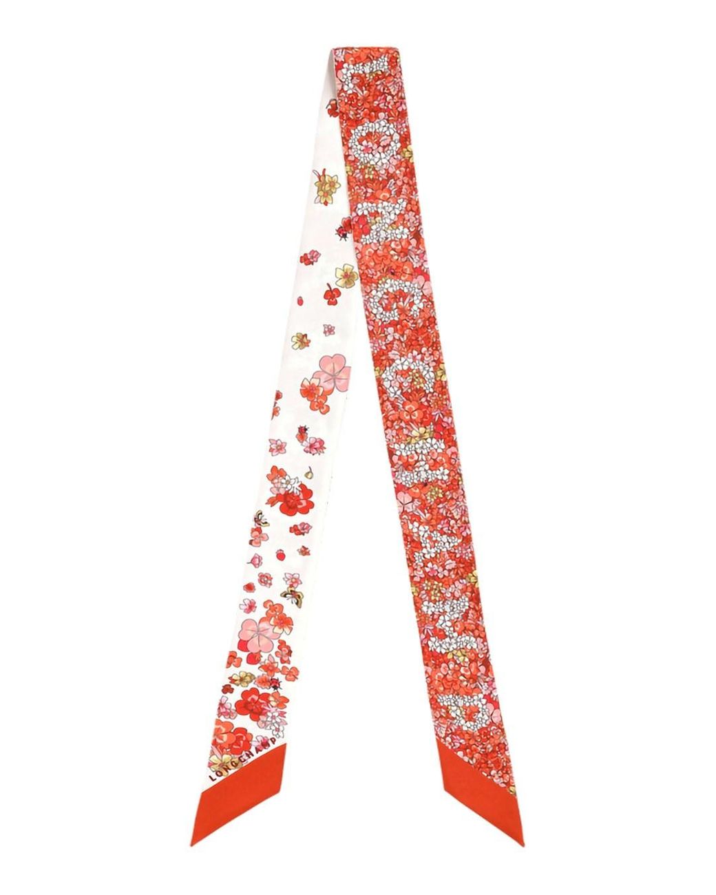Longchamp Silk All-Over Print Scarf With Logo Lettering For in White ...